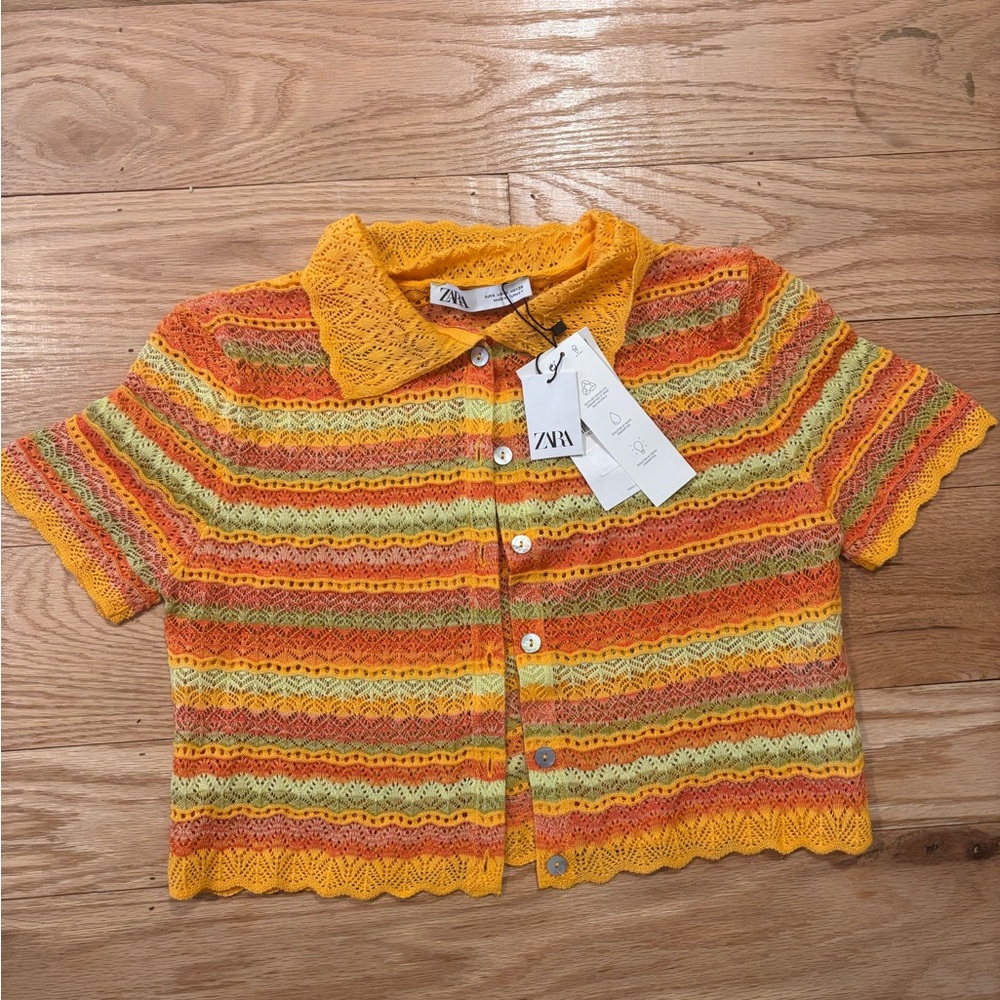 NWT Zara Button Down Knit Top Size Small